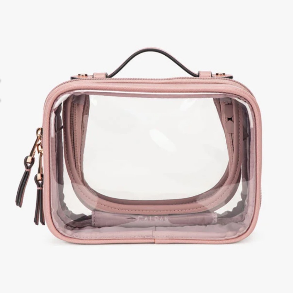 Calpak Small Clear Cosmetics Case in Mauve